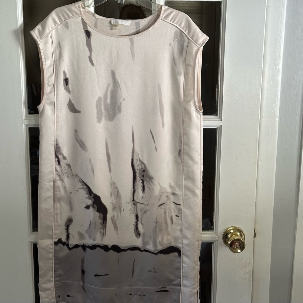 Dalia Cream and Black Abstract Midi Dress Size 2
